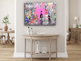 ・"Banksy Pink Love"・Glass Wall Art